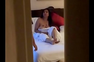 Desi Wife Exposing Boobs to Room Service Guy ( With Hindi Audio) poster