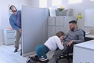 Sucked by slutty big tit boss at the office 6 min