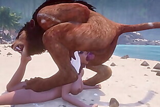 Busty bitch Breeds with Furry on the beach  Big Cock Monster  3D Porn Wild Life 11 min poster