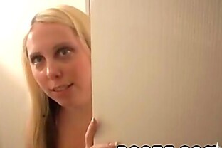 Busty amateur blonde gives amazing blowjob in restaurant s toilet poster