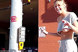 Sexy under-boob top in public