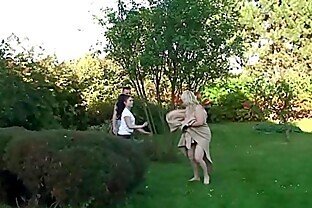 Her busty blonde old mom and husband fucking on the backyard poster