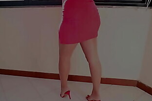 Chubby Red dress petite fucked in the ass and spit on her face poster