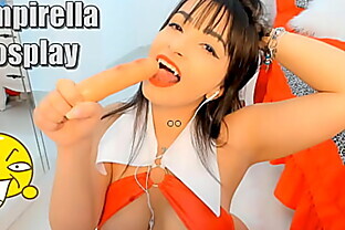 Vampirella cosplay big boobs and big booty girl teasing and sucking her dildo like that was your cock, this video will turn you on so much!!!! poster