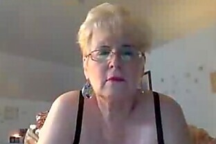 Busty Blonde Granny With Glasses Masturbate poster