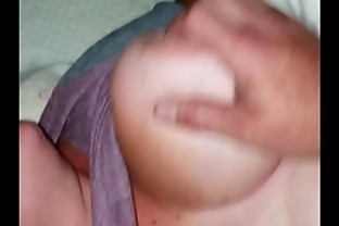 Cumming on my wife's perfect huge tits