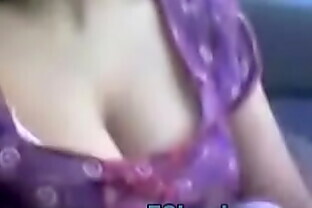 indian girl shows off her big tits in a car