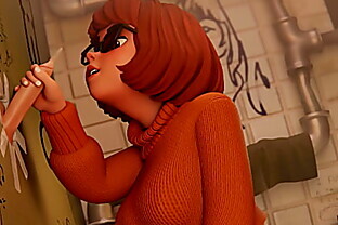 Velma Gloryhole Bathroom blowjob cum Scooby Doo