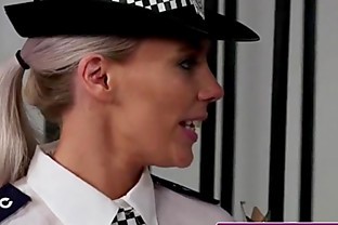 Busty officer babe gets perfect load on face