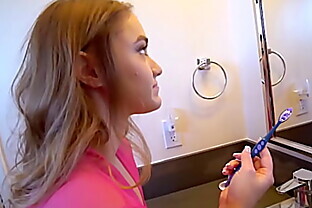 Young Blonde Teen Stepsister And Stepbrother Morning Bathroom Quickie