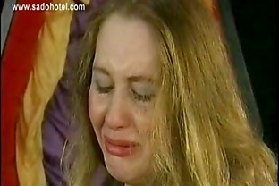 Crying slave with perfect tits and body gets clamps on her boobs and gets spanked on her ass