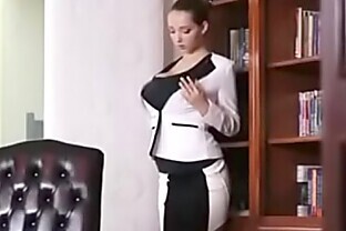 busty secretary gets horny while at work
