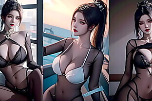 AI，国漫斗罗大陆女神波塞西大奶连体黑丝