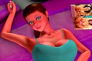 Busty 3D cartoon blonde sucking on a rock hard cock
