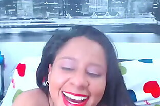 Big tits Latina in thong masturbates on webcam