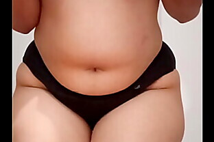 Curvy milf teen strips black panties and spread ass cheeks moaning and bouncing
