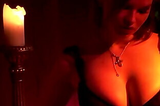 Milf domina with big tits tied her man to the bed and played with his big cock