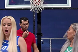 Cheerleaders share big cock