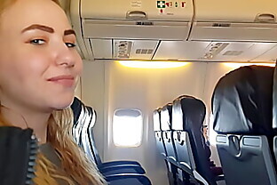 PUBLIC AIRPLANE Handjob and Blowjob