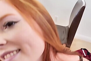Redhead MILF gives a titjob before riding a rock solid cock