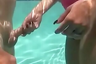 Yummy redhead girl and hung dude fuck underwater like crazy