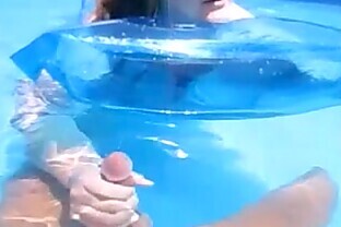 Nasty Wife Give Husband Handjob In Pool Underwater & Make Him Cum Underwater