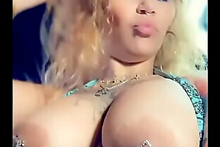 Latina with pierced star nips poster