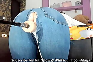 PAWG MILF Fucked With Machine Dick to Creaming Squirt Orgasm Thru Ripped Jeans