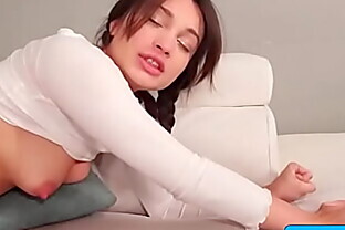 Sexy and horny teen babysitter Liv Wild fucked by her employee deep and hard on the sofa