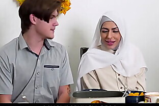 MuslimsFuck-Hijab wearing babe Audrey Royal with boyfriend Tyler Cruise have the dining room themselves and fucks on the table poster