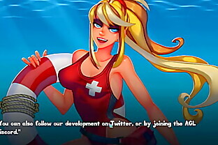 Girls overboard [Hentai Cute game]  sexy mermaid and lifeguard girls on the beach poster