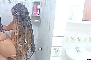 Niece goes to the bathroom to be fucked in the ass by her , unexpected ending creampie on the face