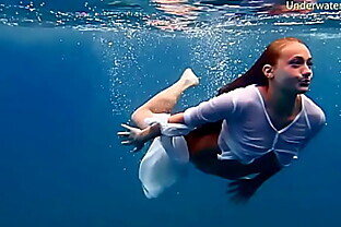 Horny sweet babe in the pool and lesbos in sea at Tenerife