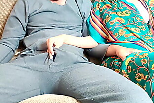 desi stepmom fucked hardcore by horny stepson for hard fuck on sofa with hindi dirty audio