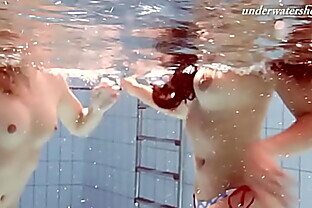 Ala and Iva with Paulinka nude and horny in the pool
